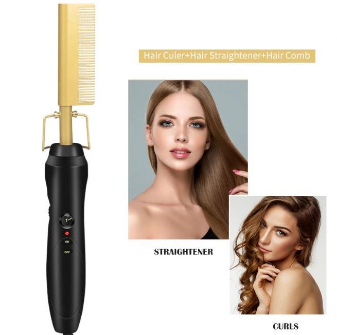 2-in-1 Hair Curler & Straightener Comb