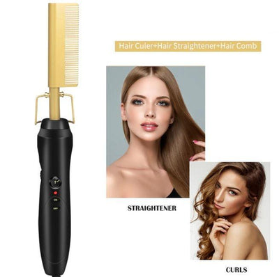 2-in-1 Hair Curler & Straightener Comb
