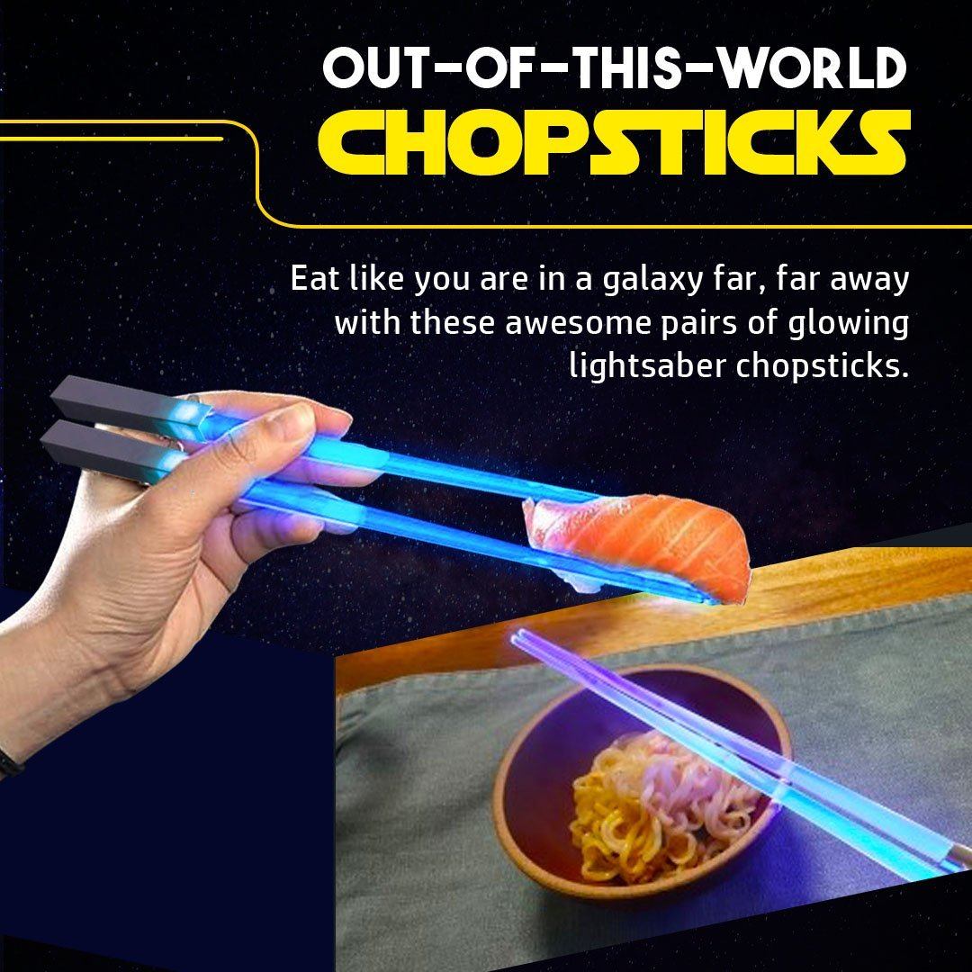 Glowing lightsaber chopsticks