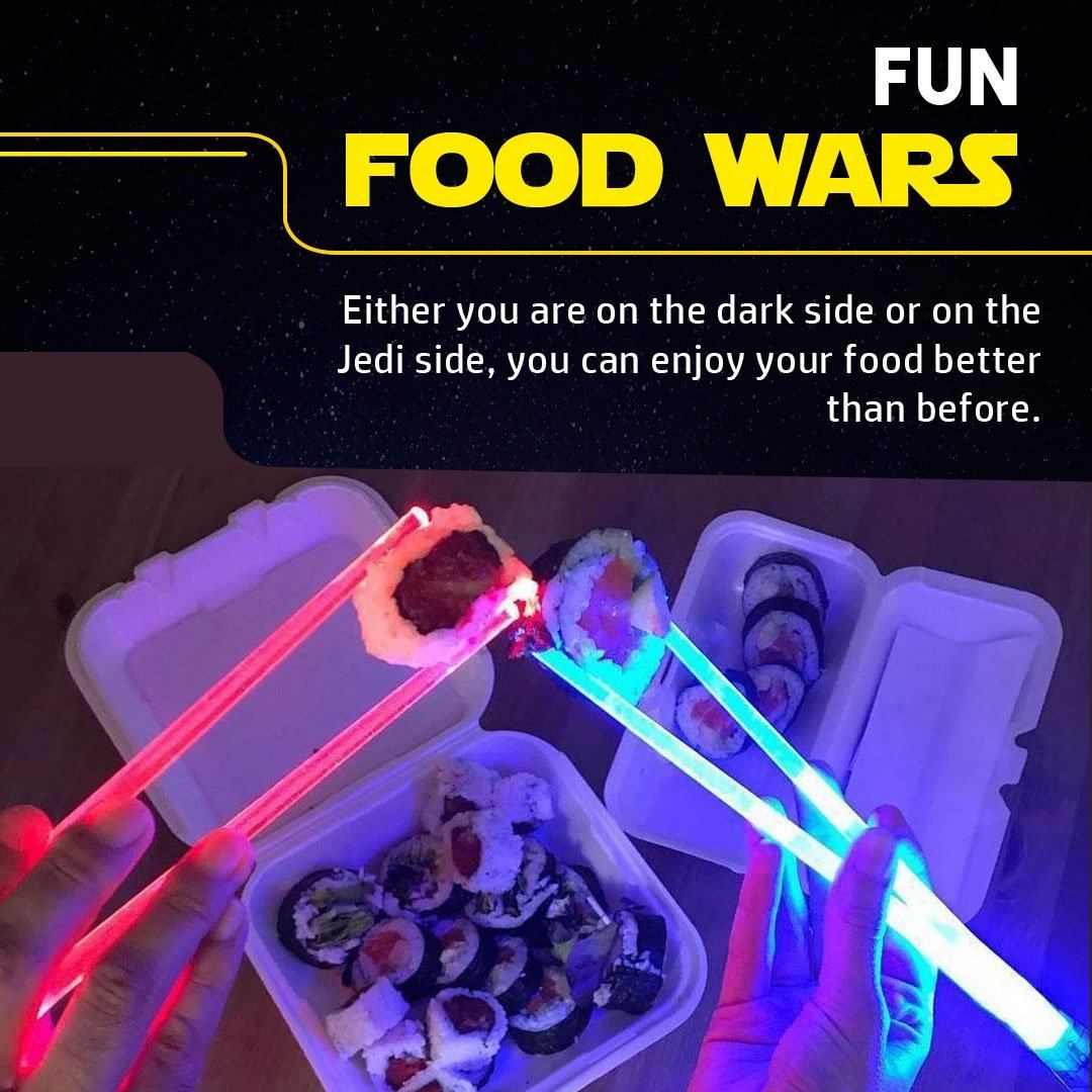 Glowing lightsaber chopsticks