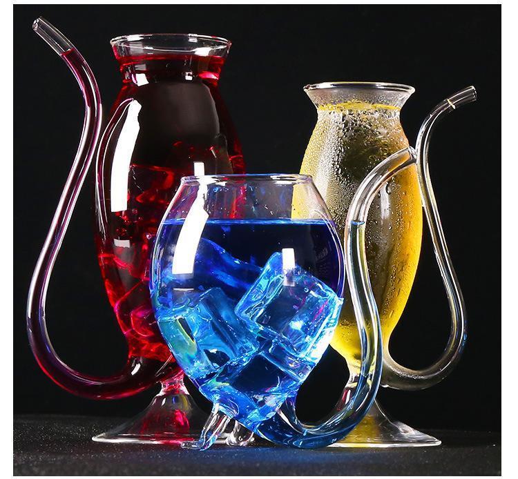 Heat-resistance Cocktail Glass with Straw [Free Cleaning Brush]