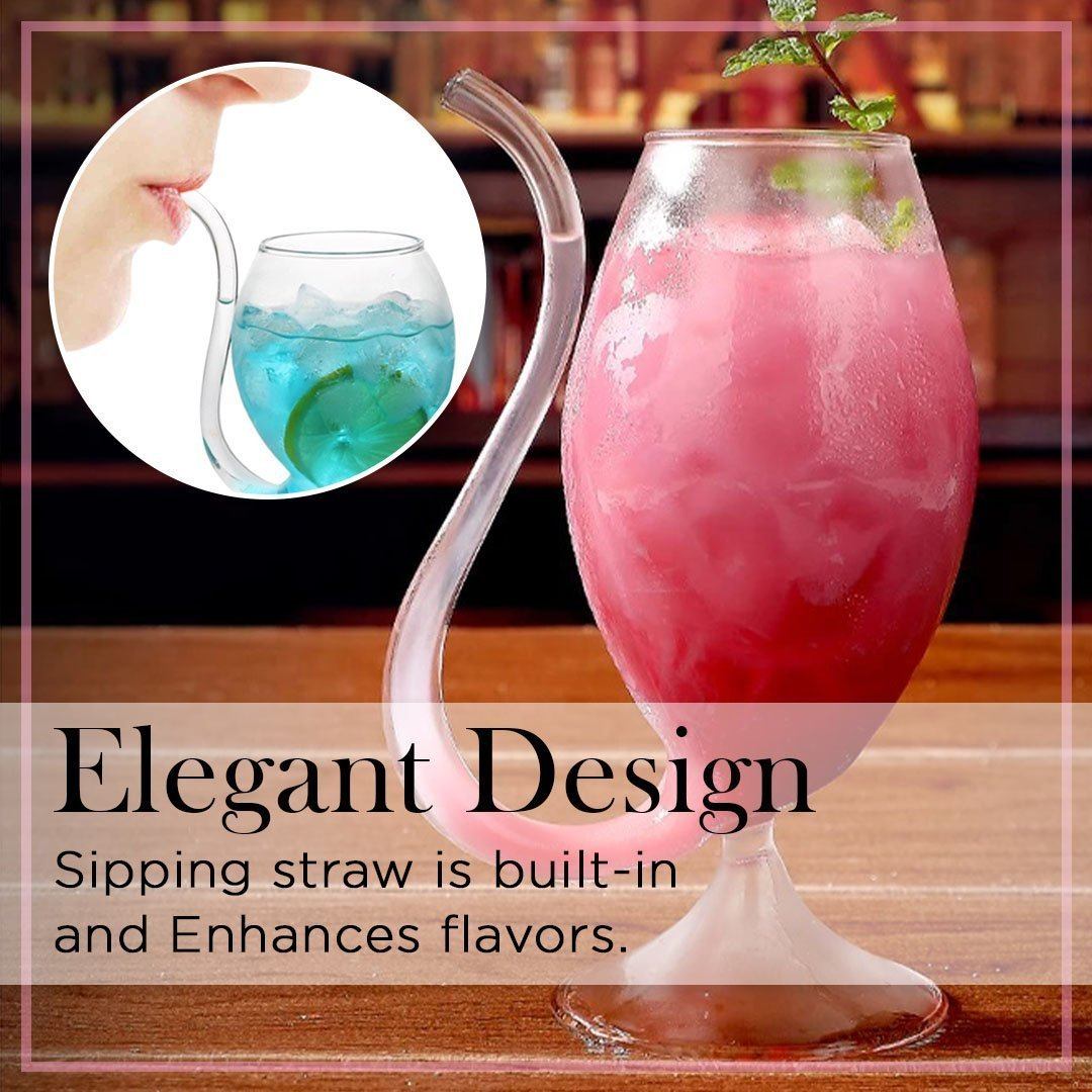 Heat-resistance Cocktail Glass with Straw [Free Cleaning Brush]