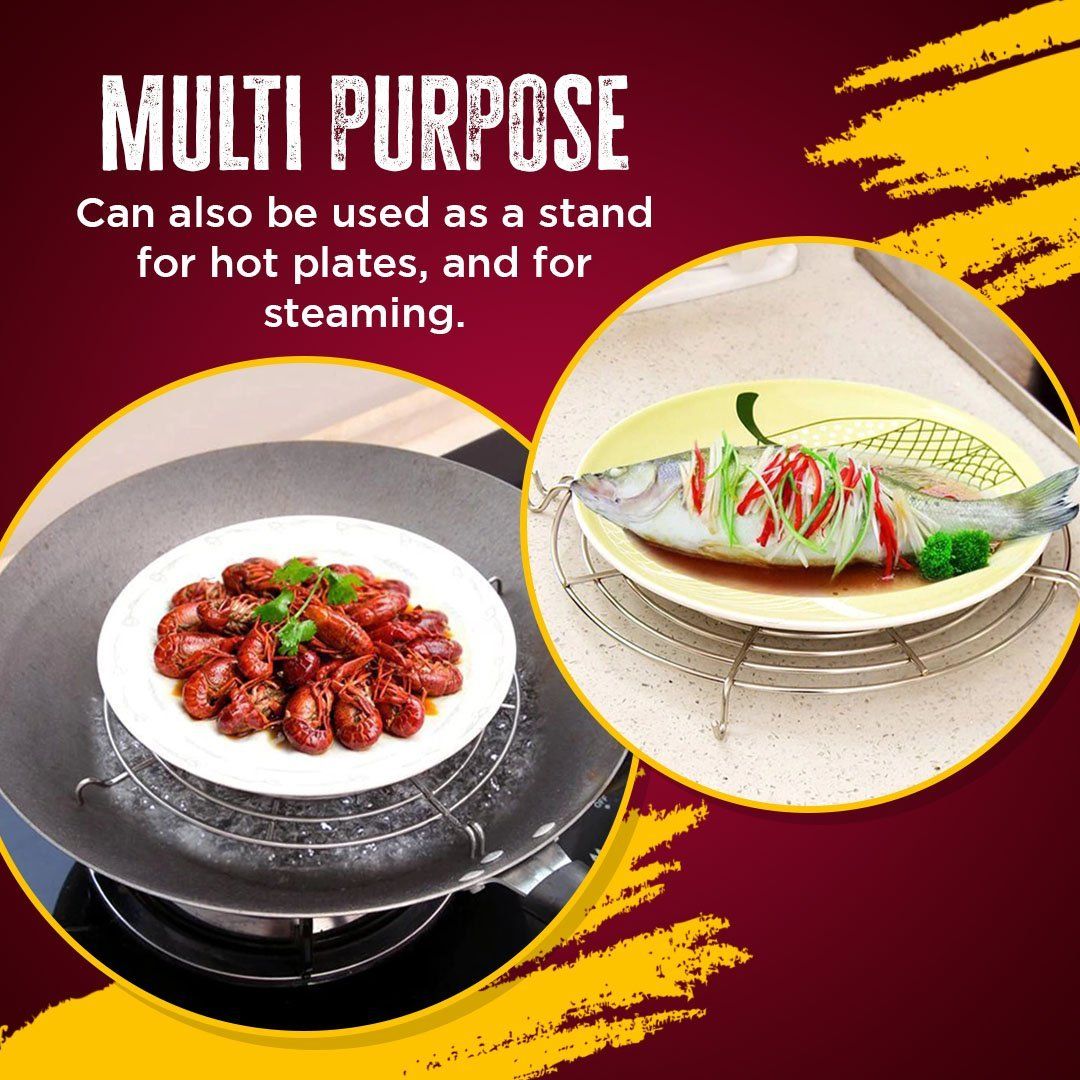 Stainless Steel Semi-circular Frying Pan Rack