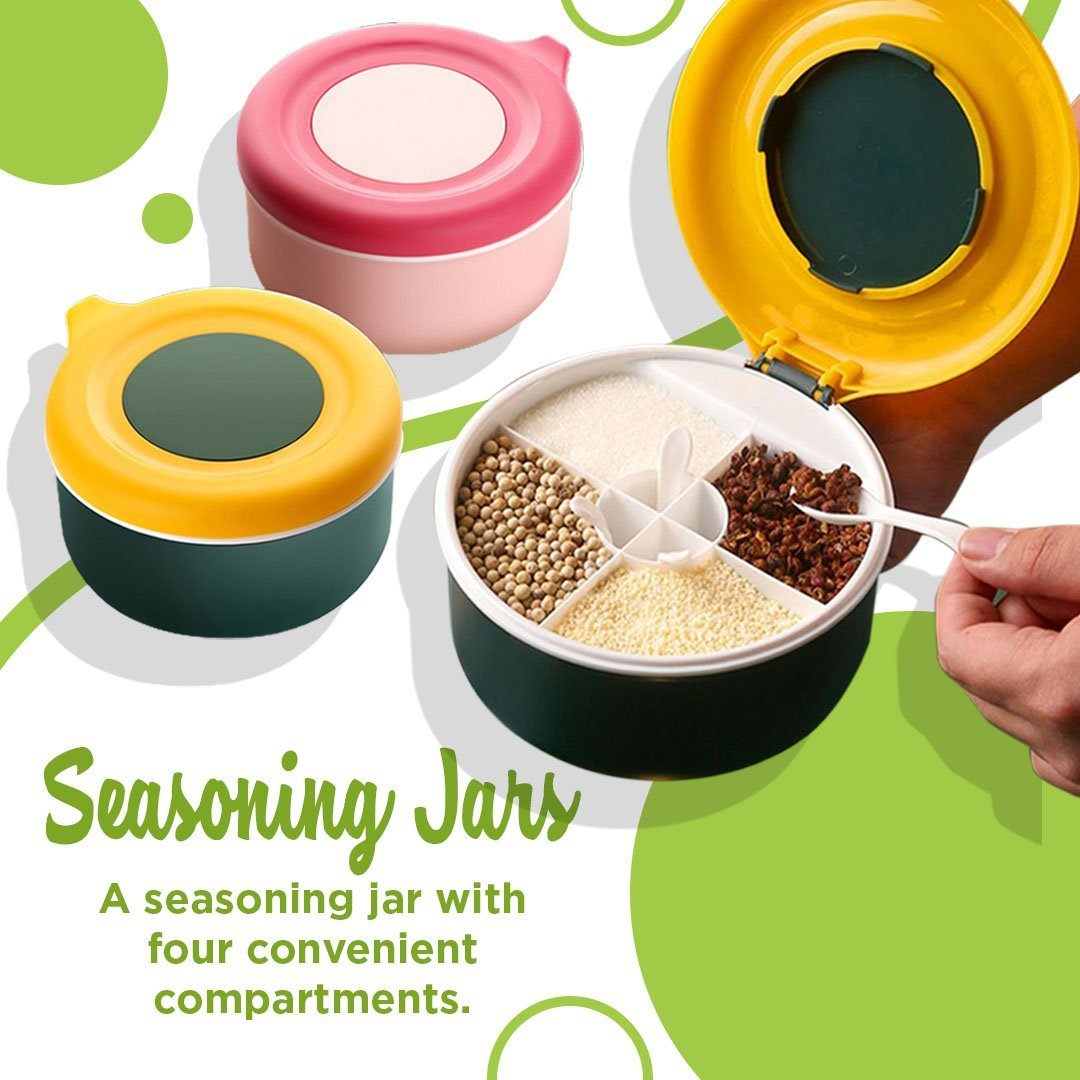 Four Compartments Seasoning Jars Set