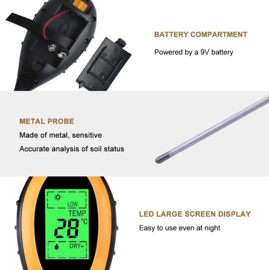 4 in 1 Soil Tester - Sun light, PH level, Moisture, Temperature
