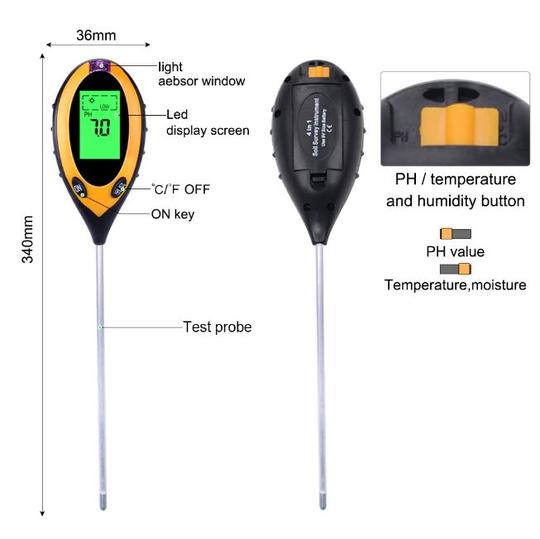4 in 1 Soil Tester - Sun light, PH level, Moisture, Temperature
