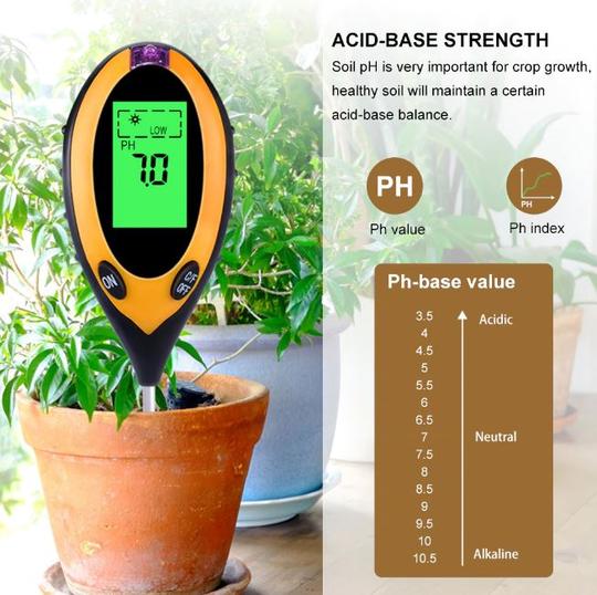 4 in 1 Soil Tester - Sun light, PH level, Moisture, Temperature