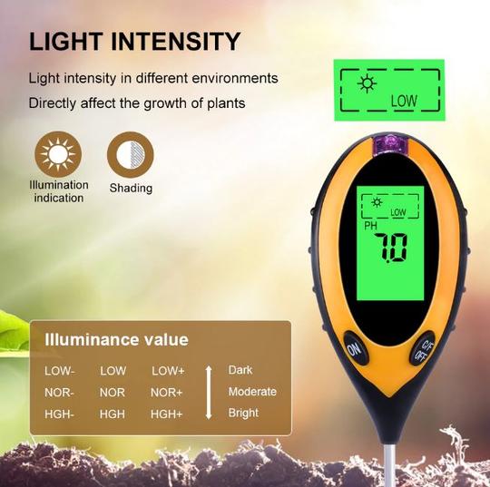 4 in 1 Soil Tester - Sun light, PH level, Moisture, Temperature