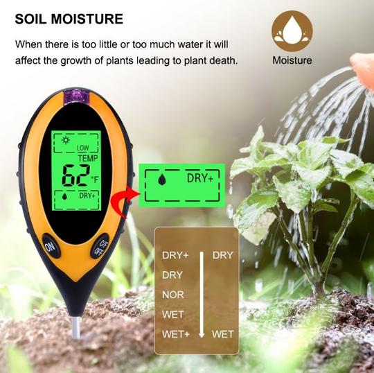 4 in 1 Soil Tester - Sun light, PH level, Moisture, Temperature