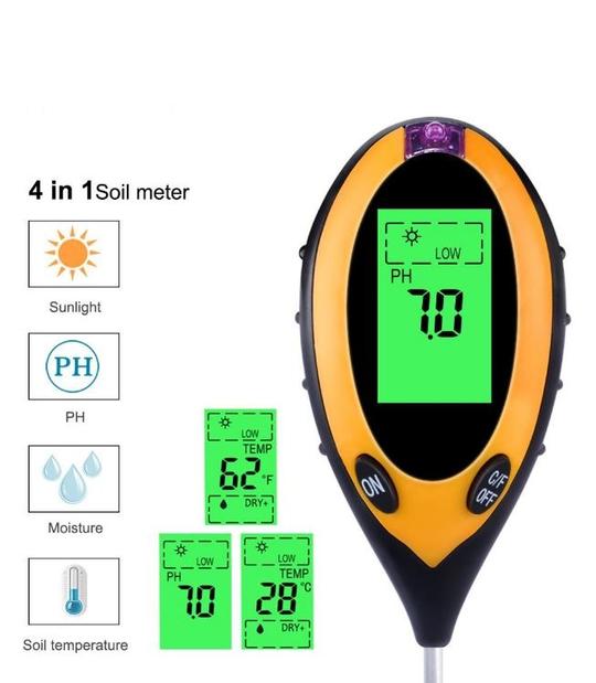 4 in 1 Soil Tester - Sun light, PH level, Moisture, Temperature
