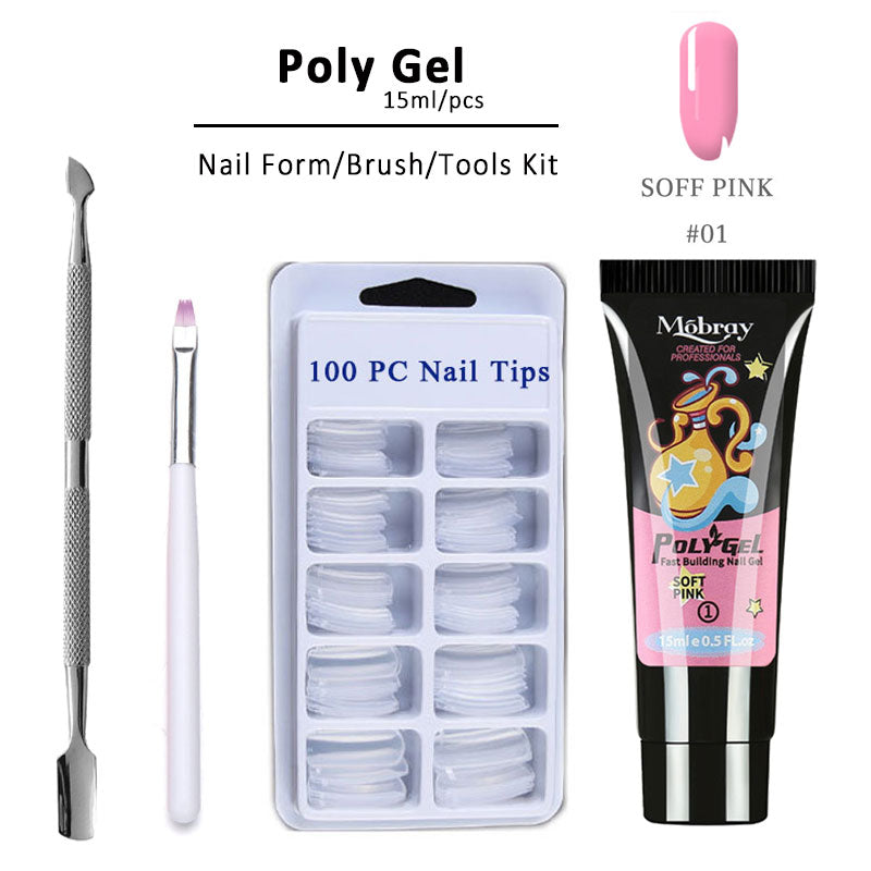 Nude pink polygel nail kit