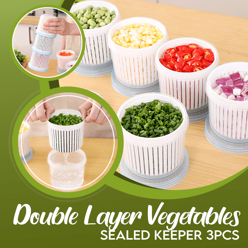 Double Layer Vegetables Sealed Keeper 3PCS