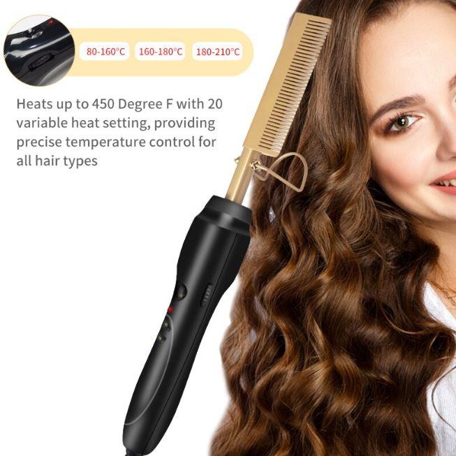 2-in-1 Hair Curler & Straightener Comb