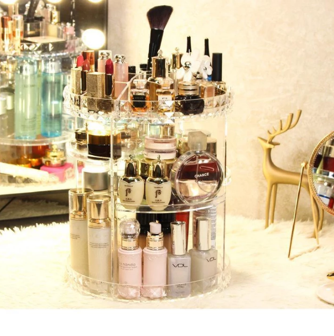 360° Rotating Crystal Cosmetic Storage Box